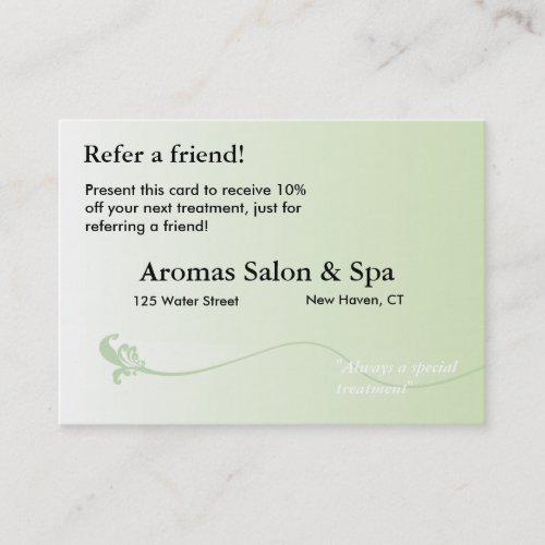 Referral Card with shaded green background Business Card Template