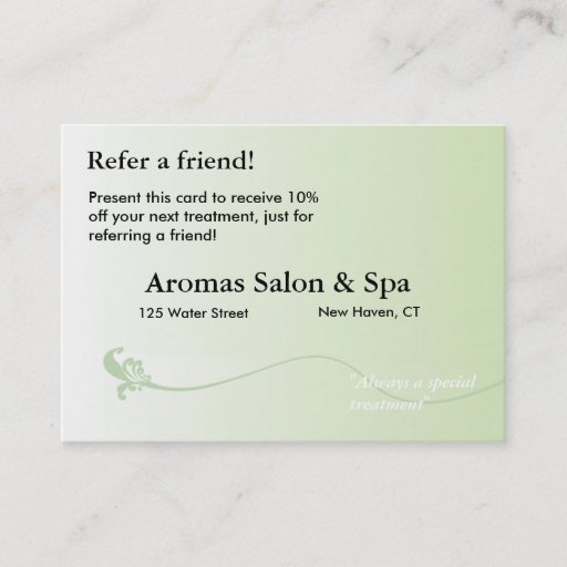 Referral Card with shaded green background Business Card Template