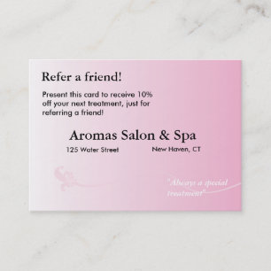 Referral Card with shaded pink background