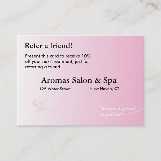 Referral Card with shaded pink background (Front)