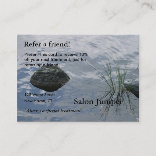 Customizable Referral Card with water and stones Business Card