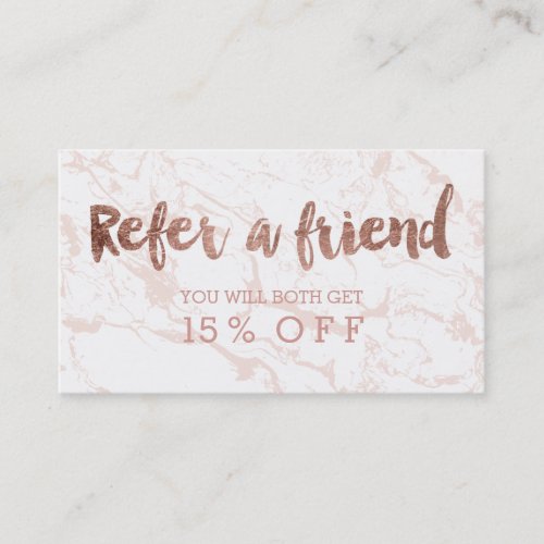 Referral modern rose gold typography pink marble