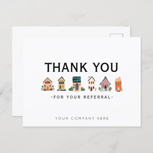 Referral Real Estate Marketing Thank You  Postcard