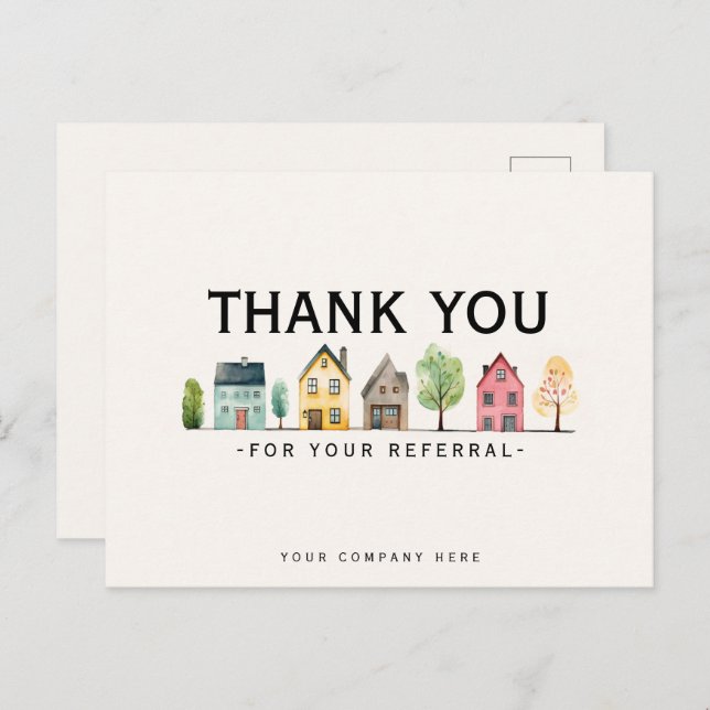 Referral Real Estate Marketing Thank You  Postcard (Front/Back)