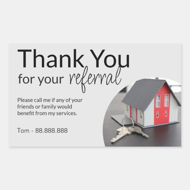 Referral Real Estate Thank You business Square Ova Rectangular Sticker (Front)
