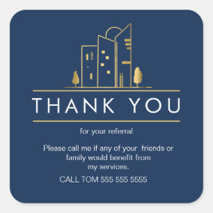 Referral Real Estate Thank You business Square Squ Square Sticker