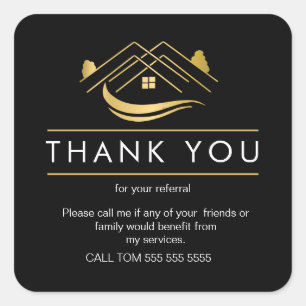 Referral Real Estate Thank You business Square Squ Square Sticker