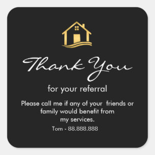Referral Real Estate Thank You business Square Squ Square Sticker