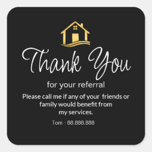 Referral Real Estate Thank You business Square Square Sticker