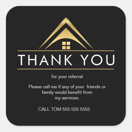Referral Real Estate Thank You business  Square St Square Sticker