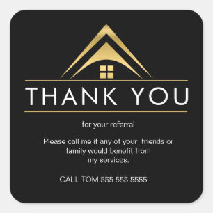 Referral Real Estate Thank You business Square St Square Sticker