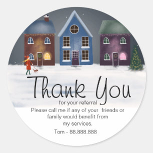 Referral Real Estate Thank You business Square Sti Classic Round Sticker