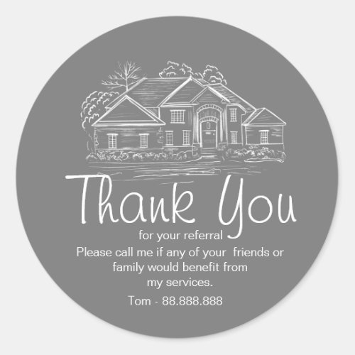 Referral Real Estate Thank You business Square Sti Classic Round Sticker