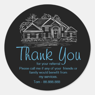 Referral Real Estate Thank You business Square Sti Classic Round Sticker