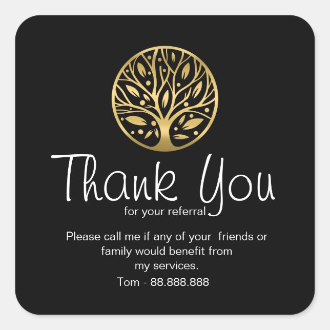 Referral Real Estate Thank You business Square Sti Square Sticker (Front)