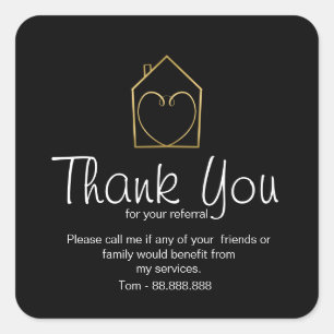 Referral Real Estate Thank You business Square Sti Square Sticker