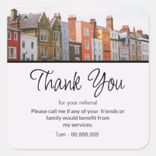 Referral Real Estate Thank You business Square Sti Square Sticker