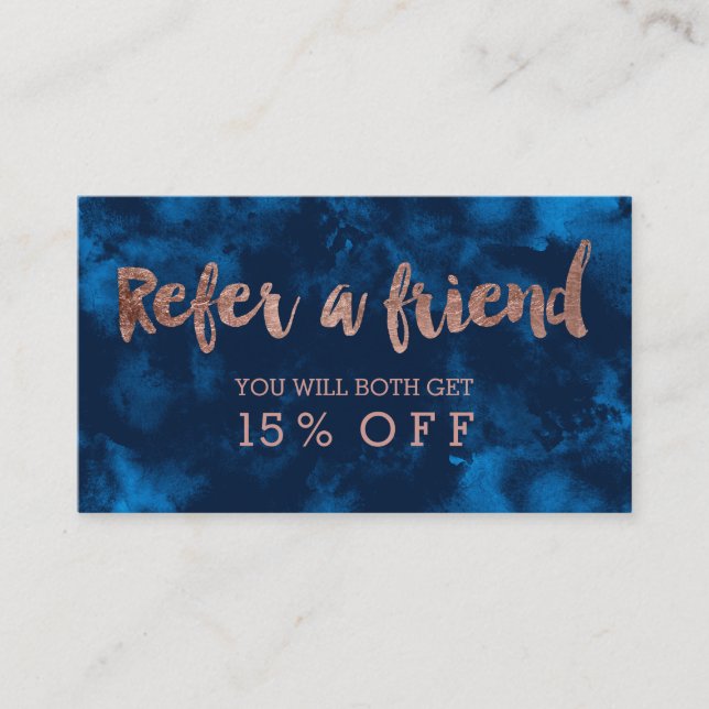 Referral rose gold typography navy blue watercolor (Front)