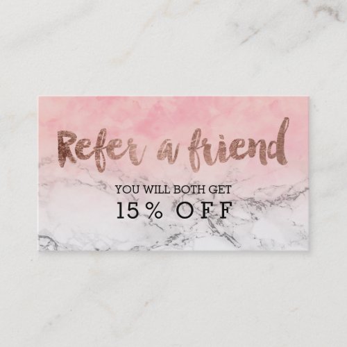 Referral rose gold typography watercolor marble
