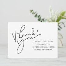 Referral Thank You, Referral Note Card,