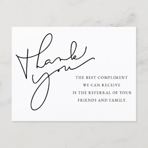 Referral Thank You Referral Note Card  Thank You Postcard