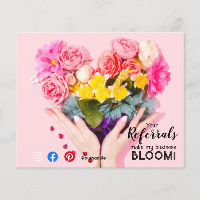 referrals make me bloom mailer real estate promo f flyer (Front)