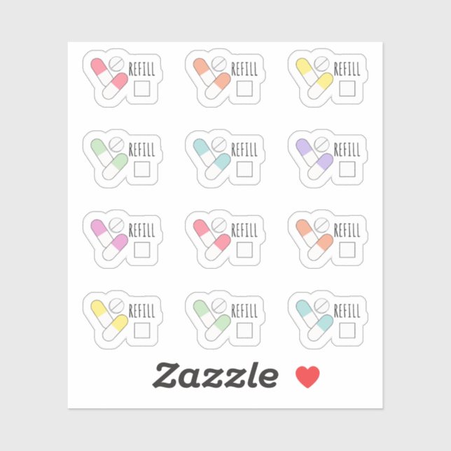 Refill Meds Reminder Medical Pill Tracker Planner Sticker (Sheet)