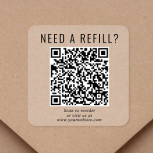 Refill QR Code Clear Square Sticker