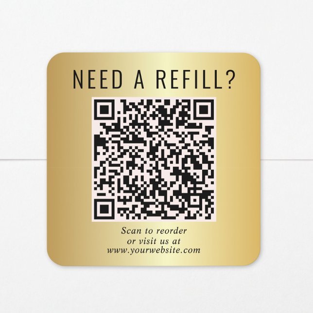 Refill QR Code Gold Square Sticker (Creator Uploaded)