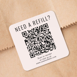 Refill QR Code Pink Square Sticker