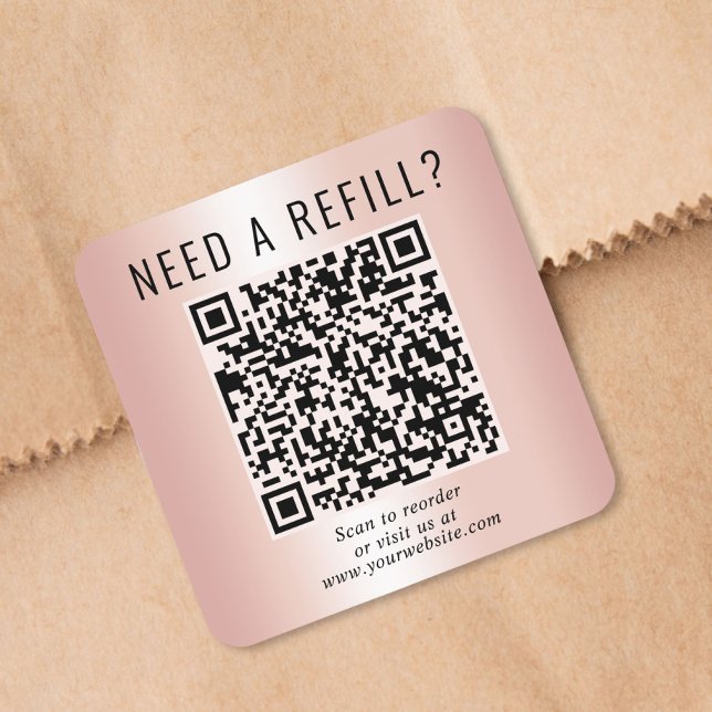 Refill QR Code Rose Gold Square Sticker (Creator Uploaded)