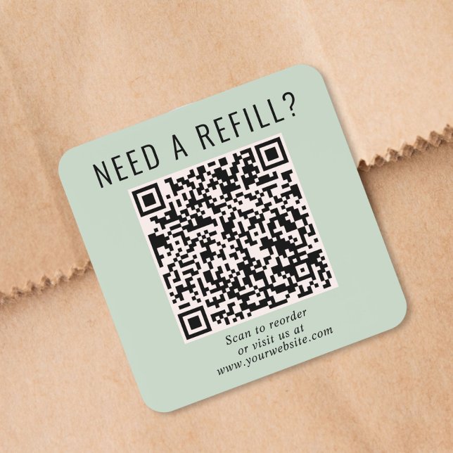 Refill QR Code Sage Green Square Sticker (Creator Uploaded)