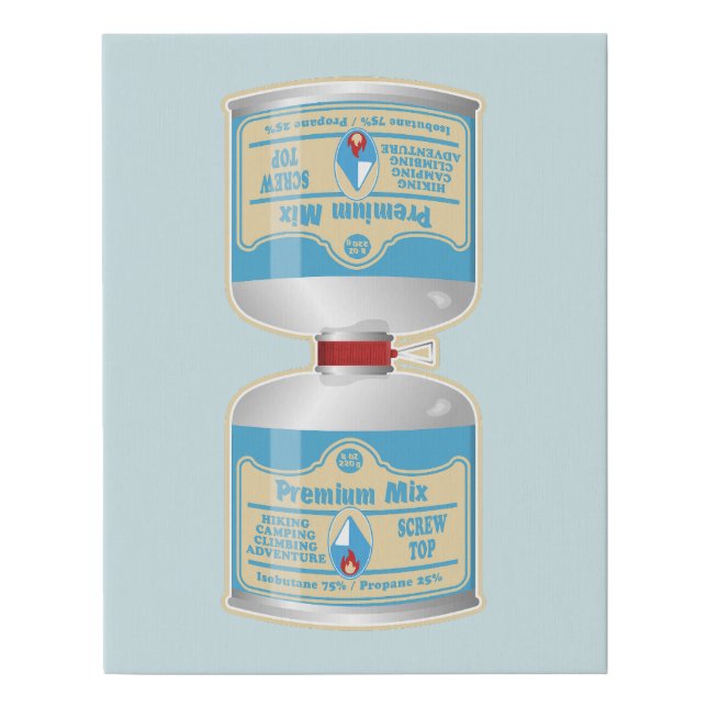 Refilling gas canisters for camp stoves faux canvas print (Front)
