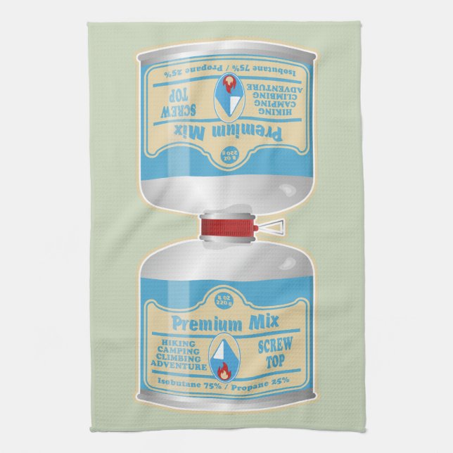 Refilling gas canisters for camp stoves kitchen towel (Vertical)