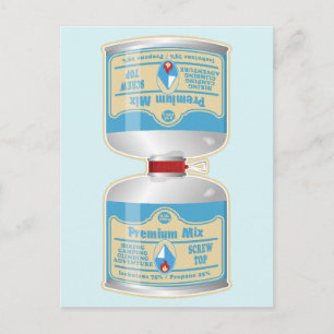 Refilling gas canisters for camp stoves postcard