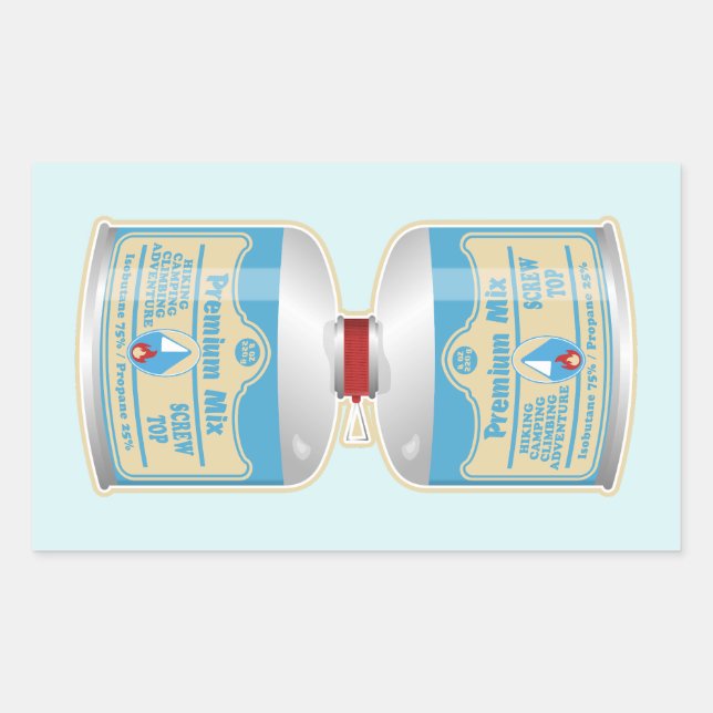 Refilling gas canisters for camp stoves rectangular sticker (Front)