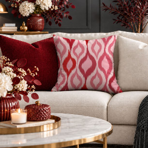 Refined Abstract Ikat Red Accent Pillow Decor