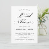 Refined Black and White Calligraphy Bridal Shower Invitation (Standing Front)