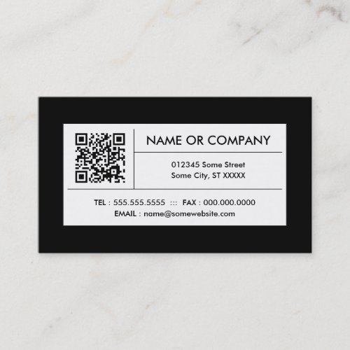 refined black and white QR code Business Card