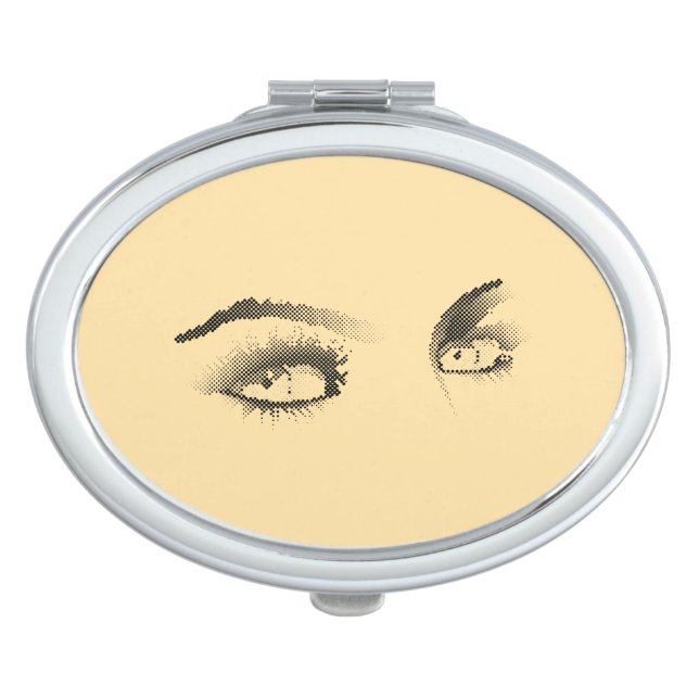 Refined Black Halftone Digitalized Glance Compact Mirror (Front)