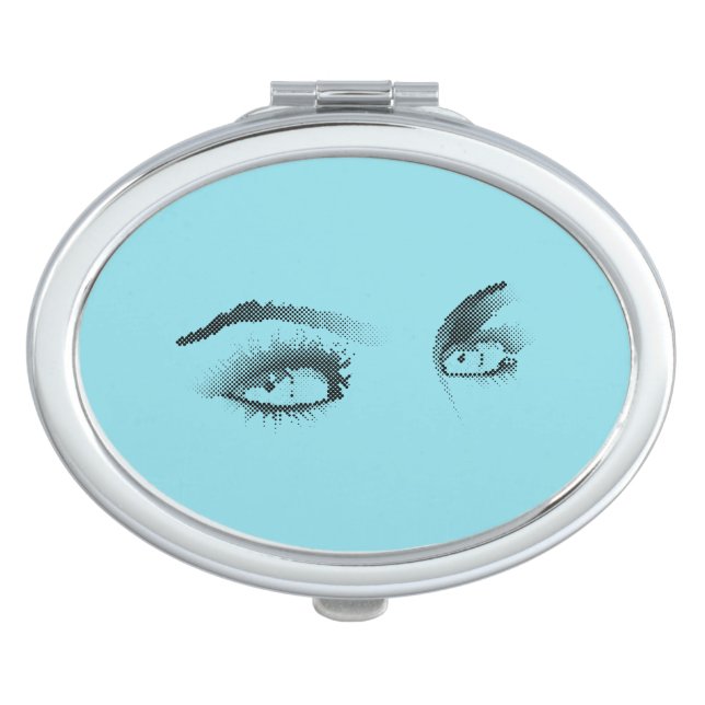 Refined Black Halftone Digitalized Glance Compact Mirror (Front)