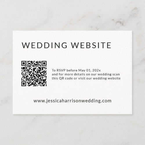 Refined Black on White Wedding Website Enclosure Card