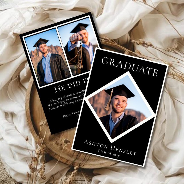 Refined Black & White Graduation Photo Announcement (Creator Uploaded)