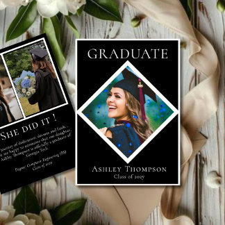 Refined Black & White Graduation Photo Announcement