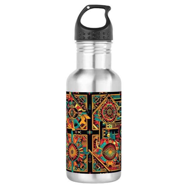 Refined Blue "Aztec Dream" Stainless Steel Water B Bottle (Front)