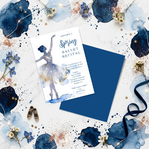 Refined Blue Ballerina Recital TMF26 Invitation