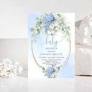 Refined Blue Hydrangeas Baby Shower Invitation