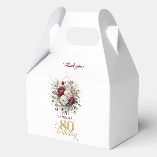 Refined Blush Burgundy 80th Birthday Favor Boxes (Refined Blush Burgundy 80th Birthday Favor Box)