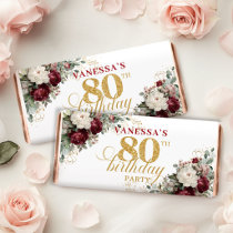 Refined Blush Burgundy 80th Birthday Hershey Bar