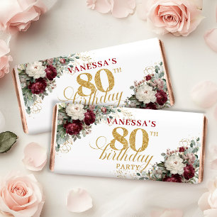 Refined Blush Burgundy 80th Birthday Hershey Bar